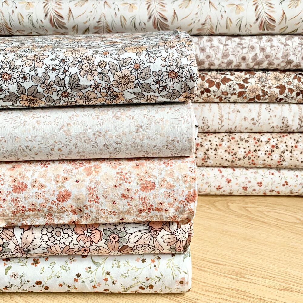 Natural Florals - 9 to choose from  - Felt Backed Fabric