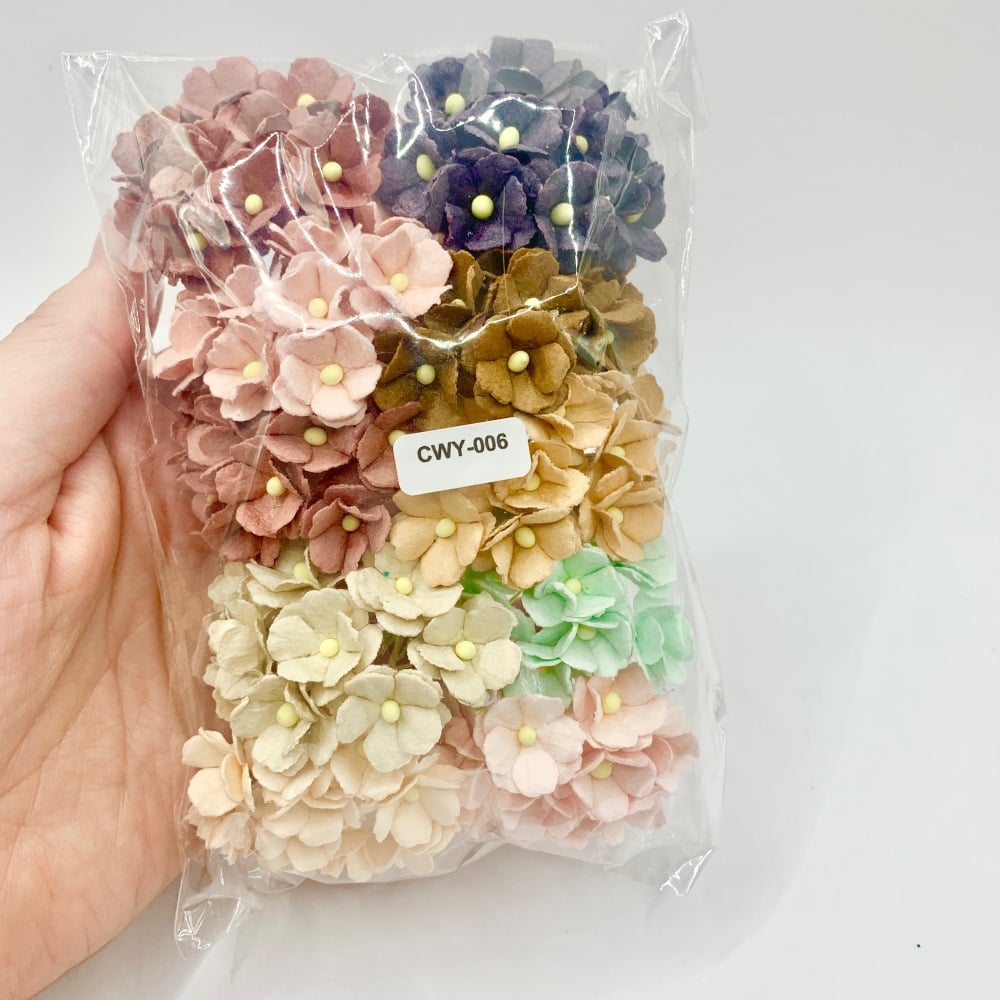 Mixed Vintage Mulberry Paper Flower Sweetheart Blossoms