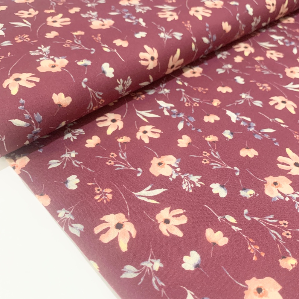 Poppy Europe Fabrics - Maeve Flowers - Berry - Digital Print