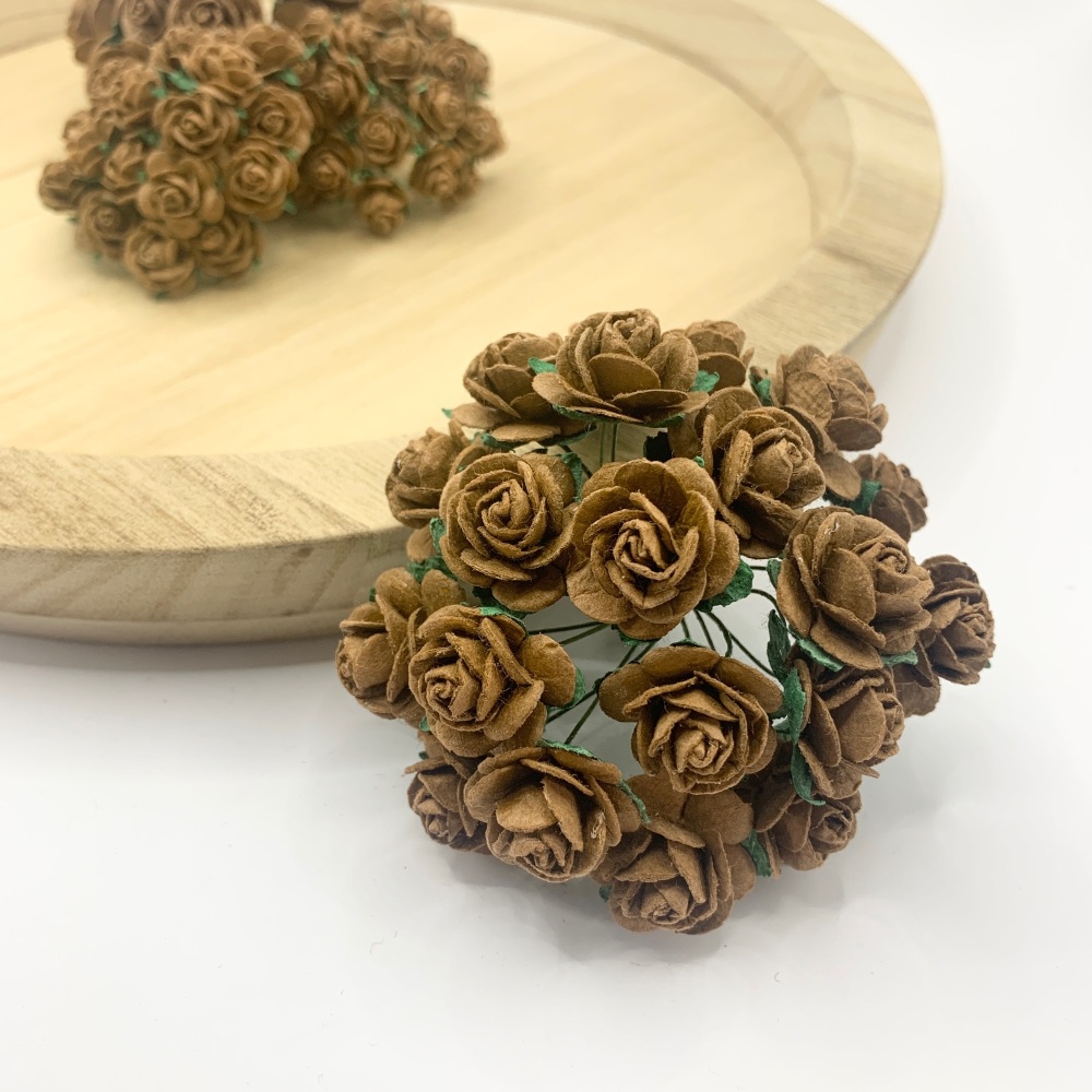 <!--040--> Mulberry Paper Open Roses - Brown 10mm 15mm 20mm 25mm