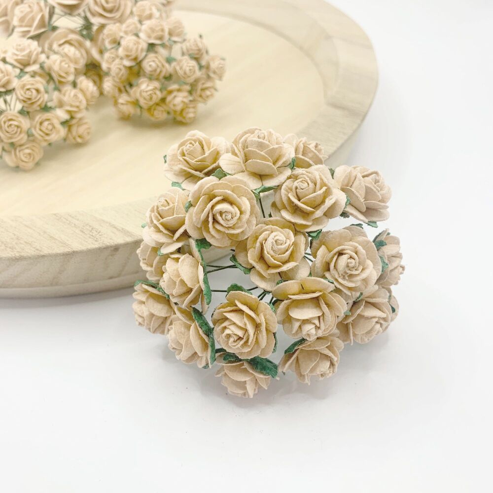 <!--040--> Mulberry Paper Open Roses - Parchment 10mm 15mm 20mm 25mm