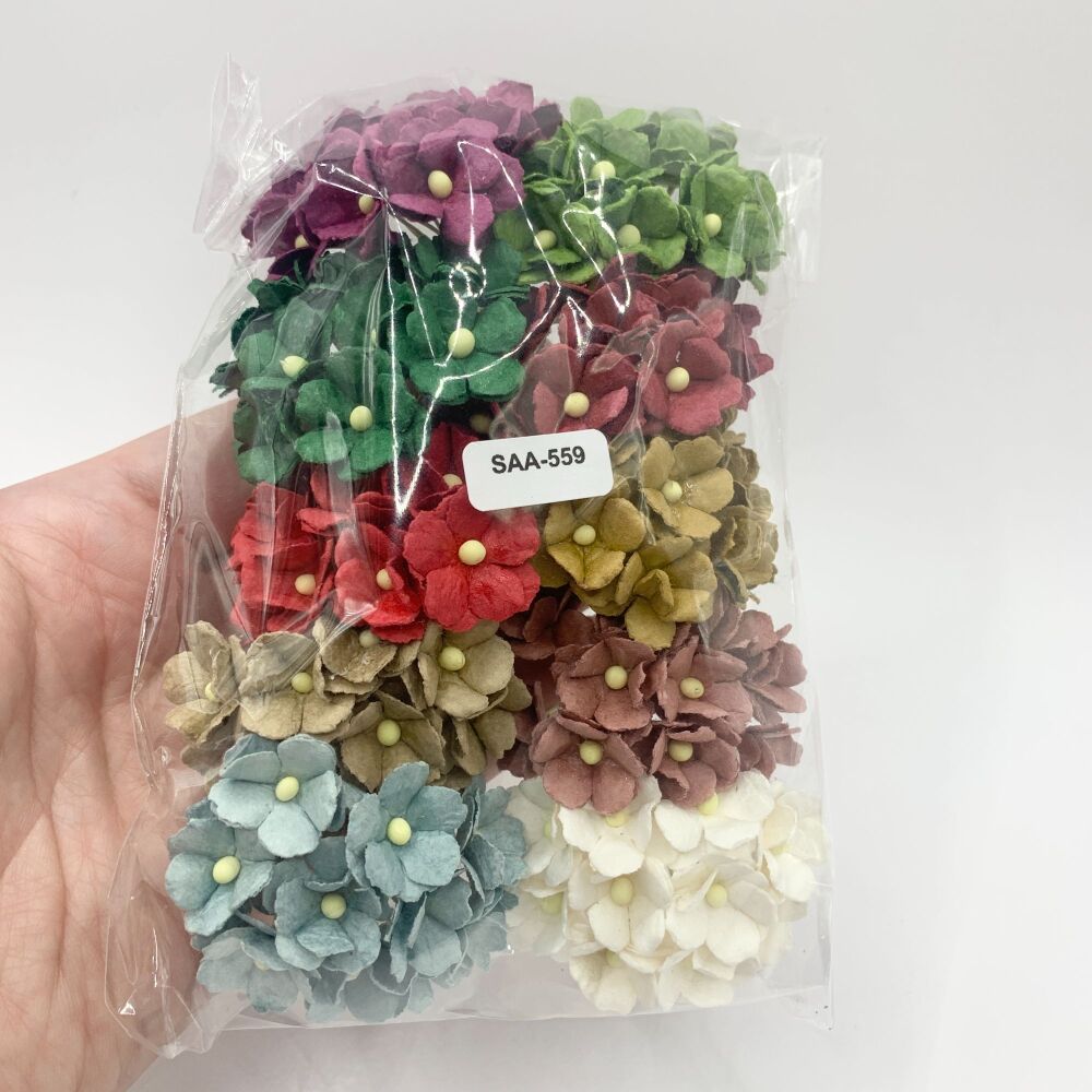 Mixed Christmas Mulberry Paper Flower Sweetheart Blossoms