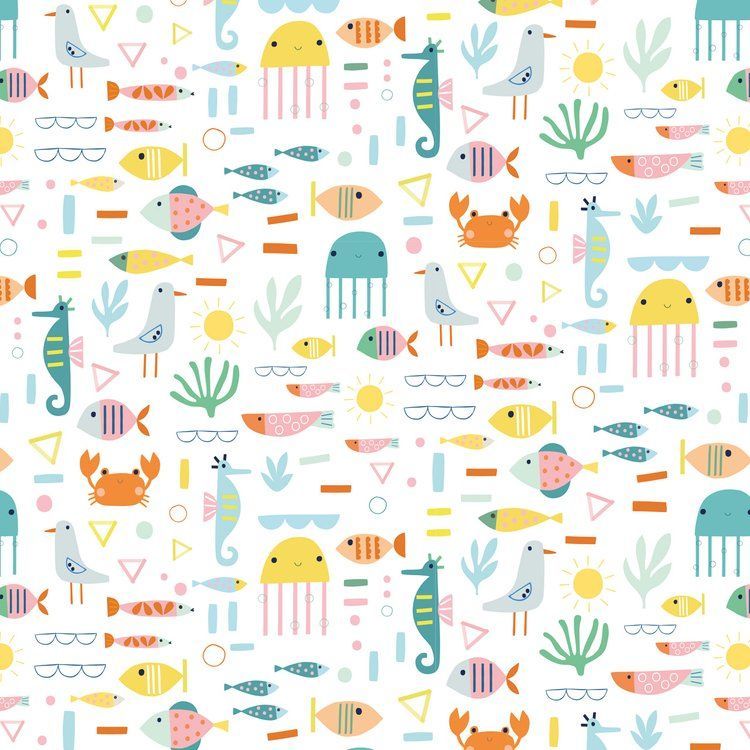 REMNANT 75CM X 110CM  - Dashwood Studio - Summer Fun - Sea Life