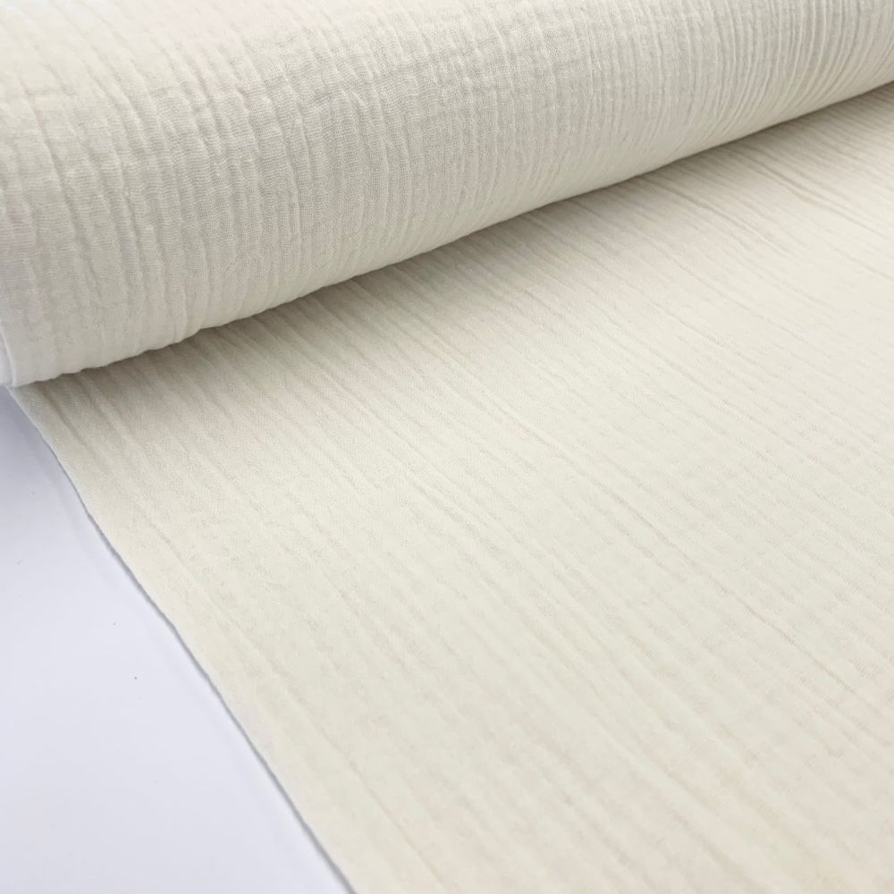 REMNANT 40CM X 135CM  - Organic Double Gauze Ecru