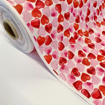 Rose and Hubble Fabrics - 100% Cotton Poplin Hearts White