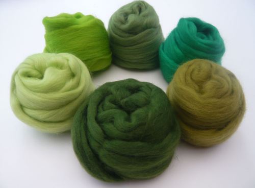 Green Shades Packs - Merino Wool Tops