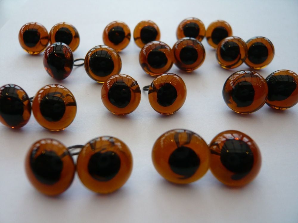 Handmade German Large Glass Eyes 10mm - Choose The Colour