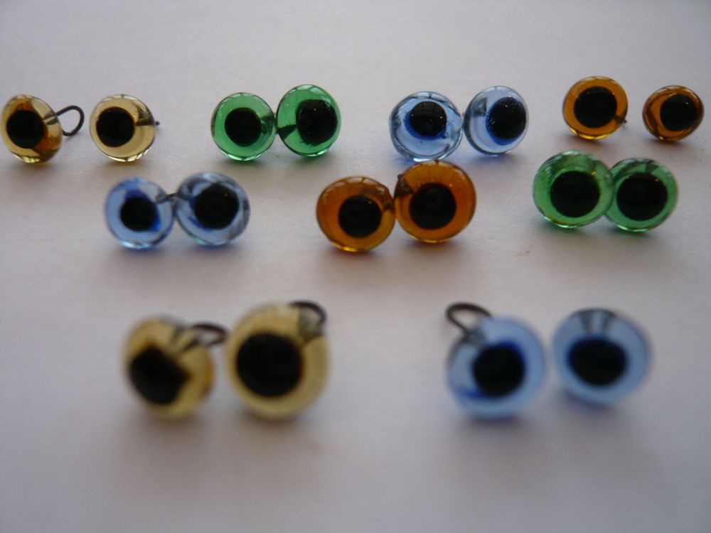 Handmade German Glass Eyes 5mm (Looped back easy to sew)