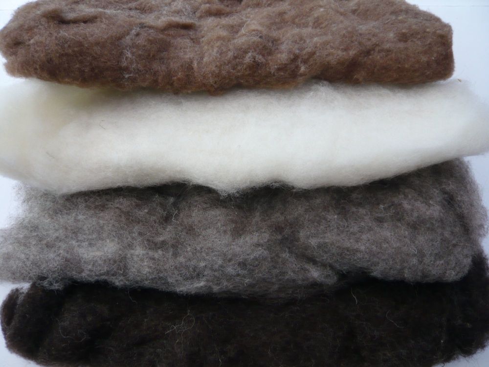 Carded Wool Batts - Bundle of 4 Colours