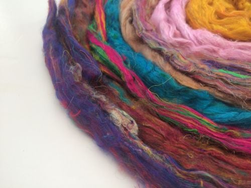 8 x Mix of Recycled Carded Sari Silk