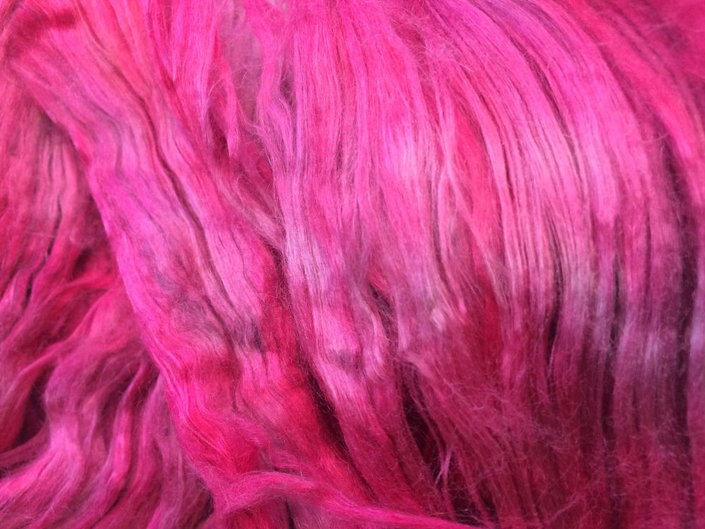 *Sale* Mulbery Silk Tops / Fibres in 'Raspberry' - Hand Dyed 