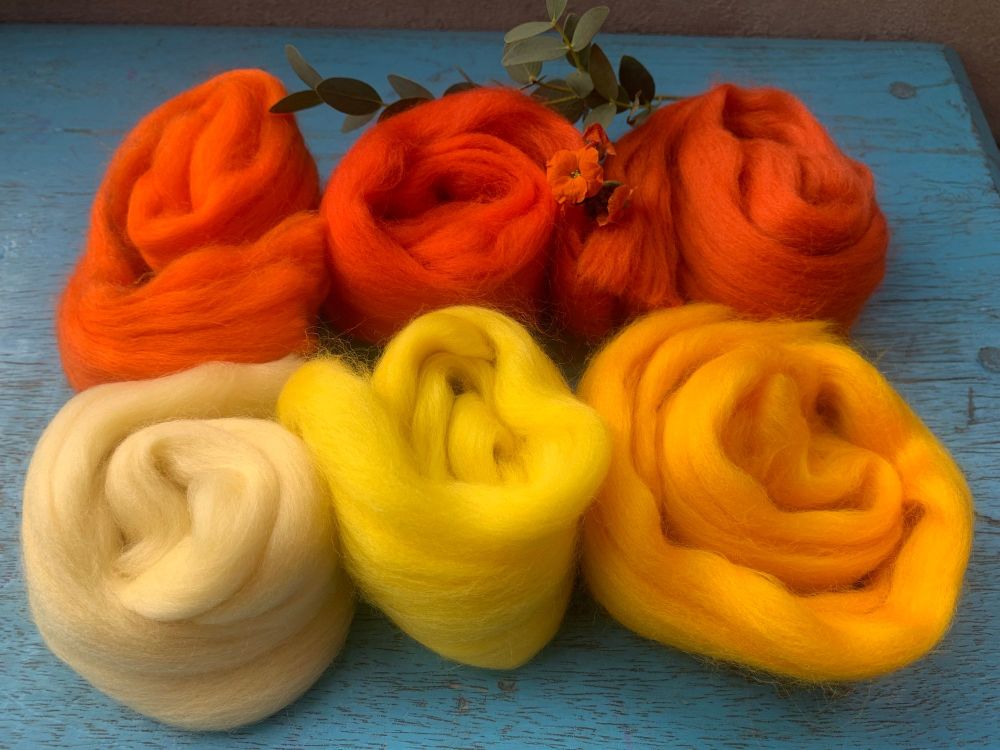 'Outstanding Yellows and Oranges' - Merino Wool Tops Shades