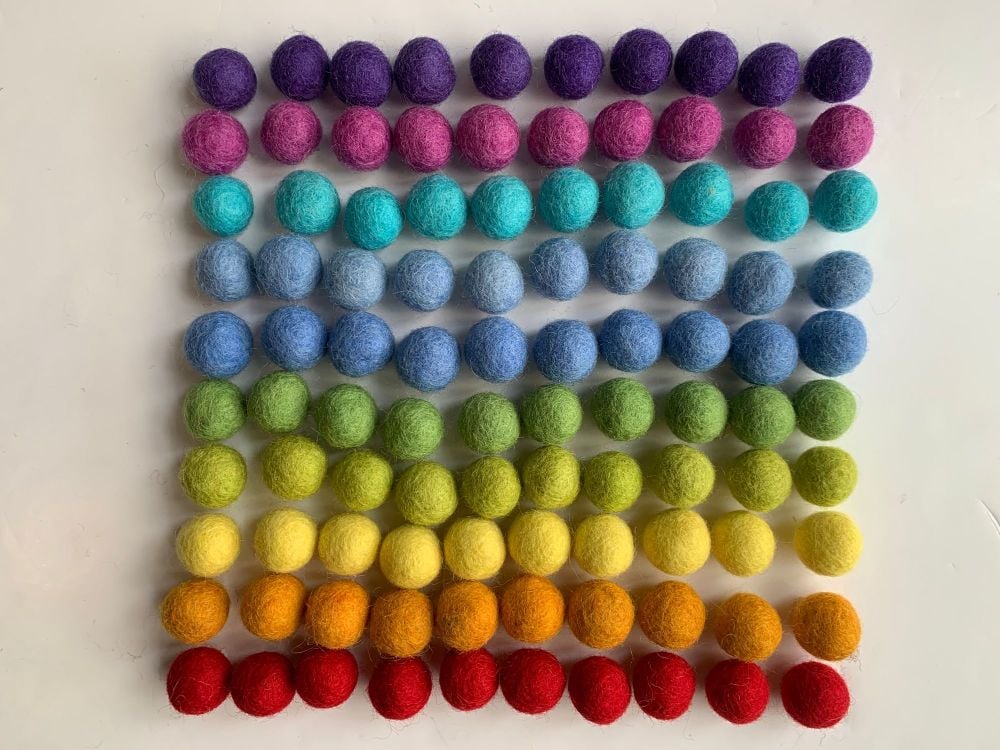 Handmade Felt Balls 2cm - Bright Colours