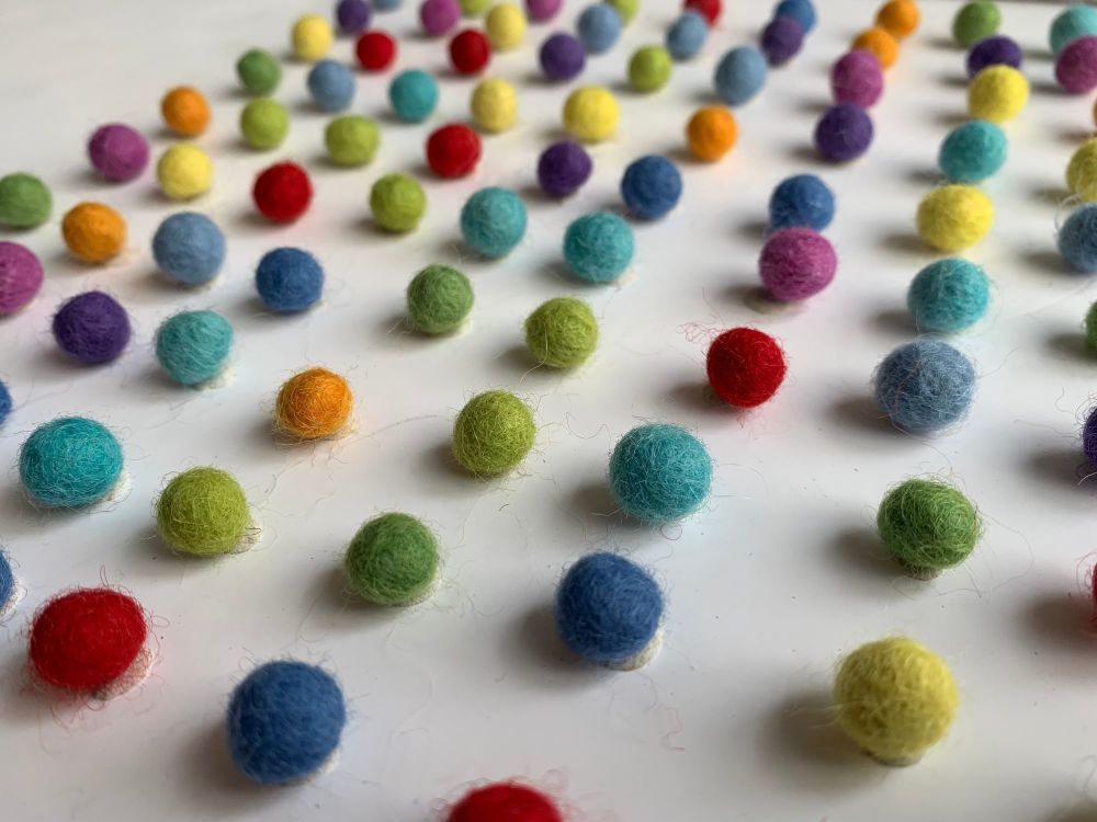 Handmade Felt Balls - 1cm Bright Colours