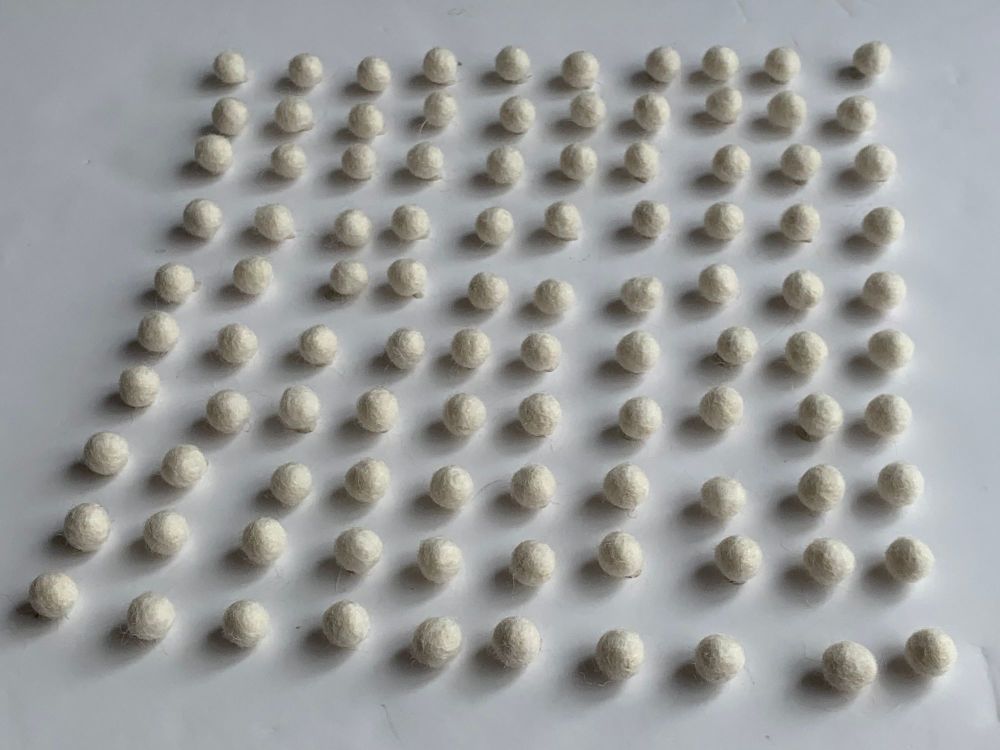 Handmade Felt Balls - 1cm Ivory Colour