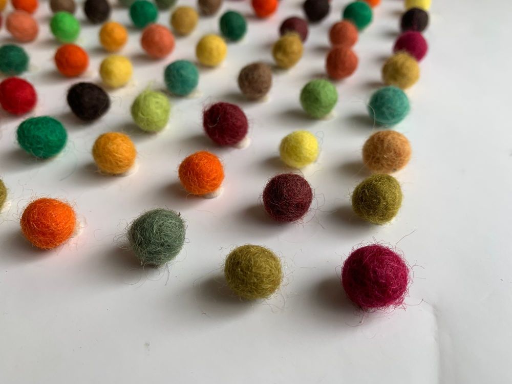 Handmade Felt Balls - 1cm Magic Forest Colours