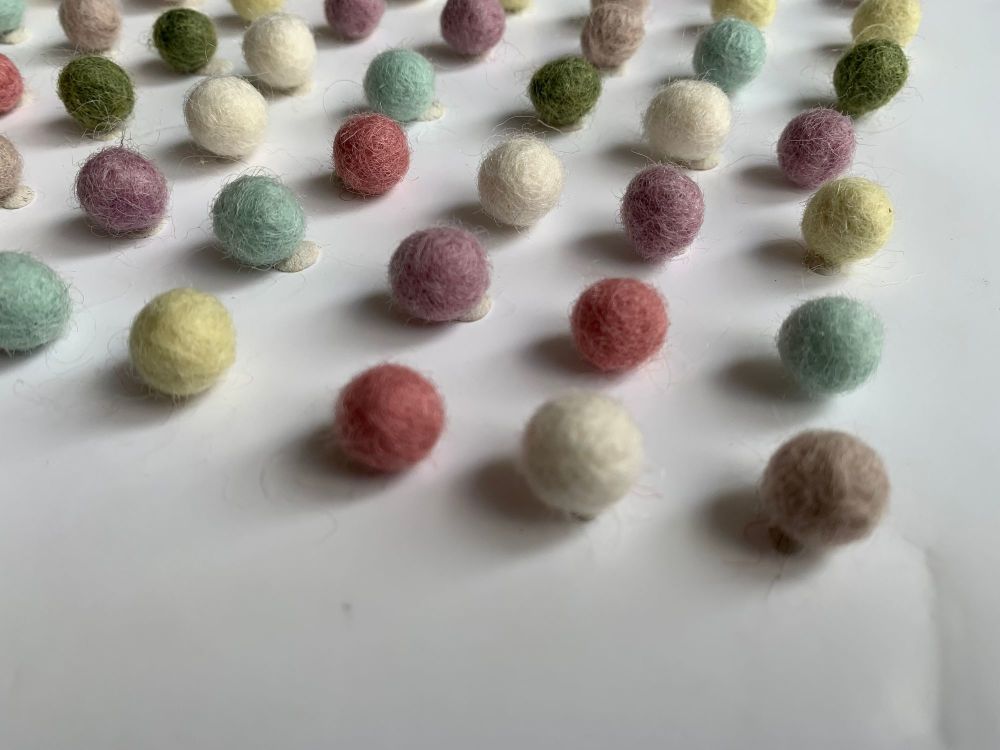 Handmade Felt Balls - 1cm Pastels Colours