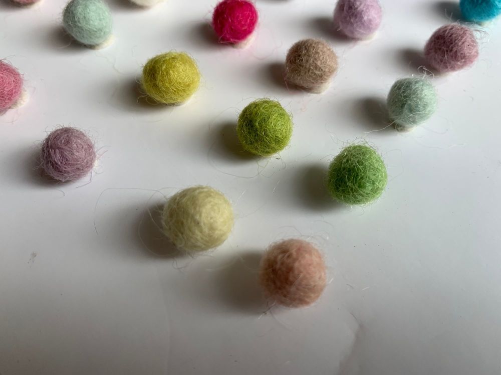 Handmade Felt Balls - 1cm Unicorn Colours