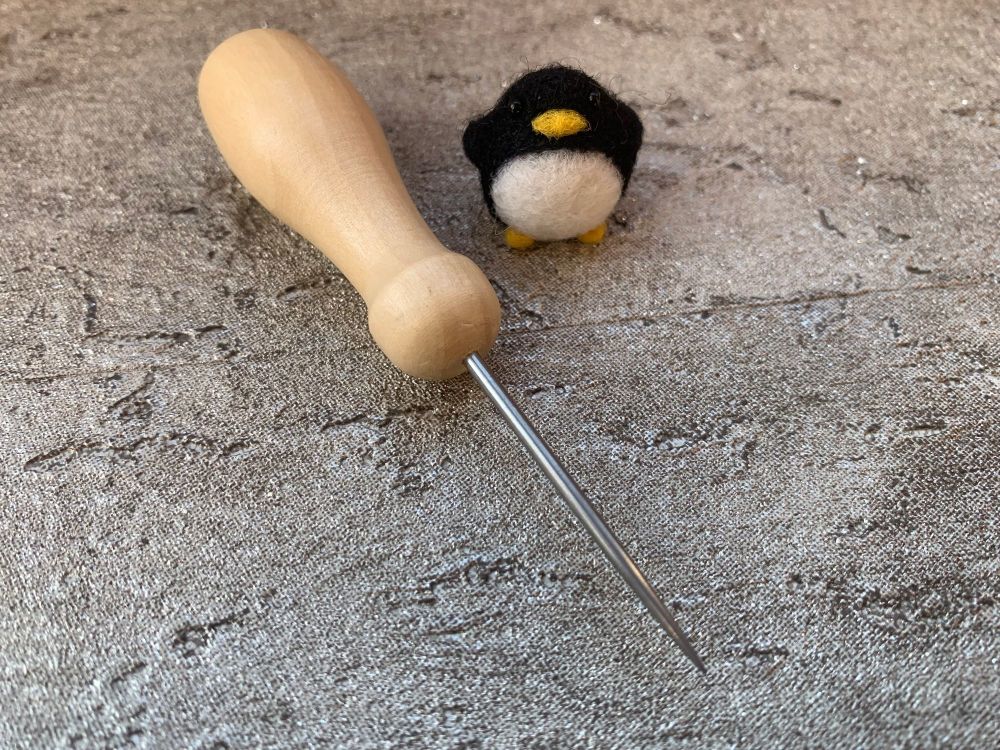 felted penguin with awl heidifeathers