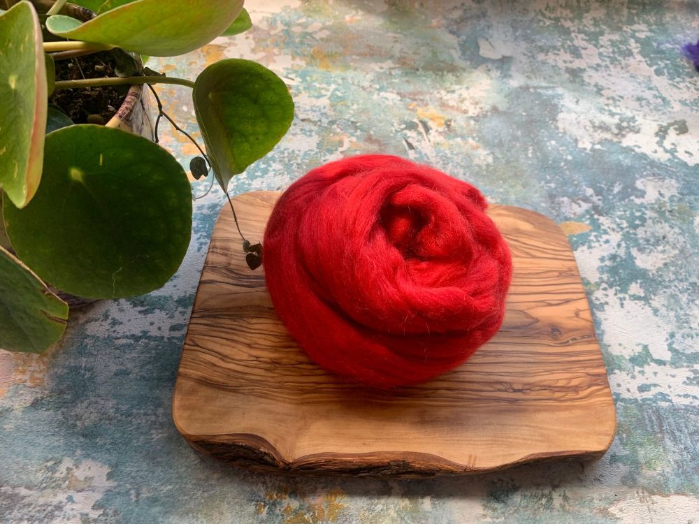 Tussah Silk Tops / Fibre - Red