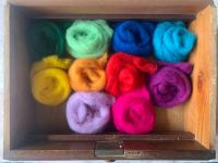 'Rainbow Cloud' - 10 Carded Corriedale Wool Sliver 