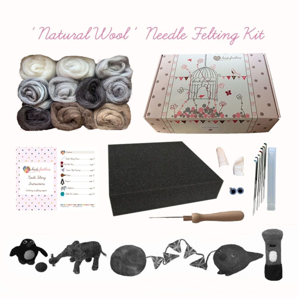 Boxed Needle Felting Kit - 'Natural Wool'