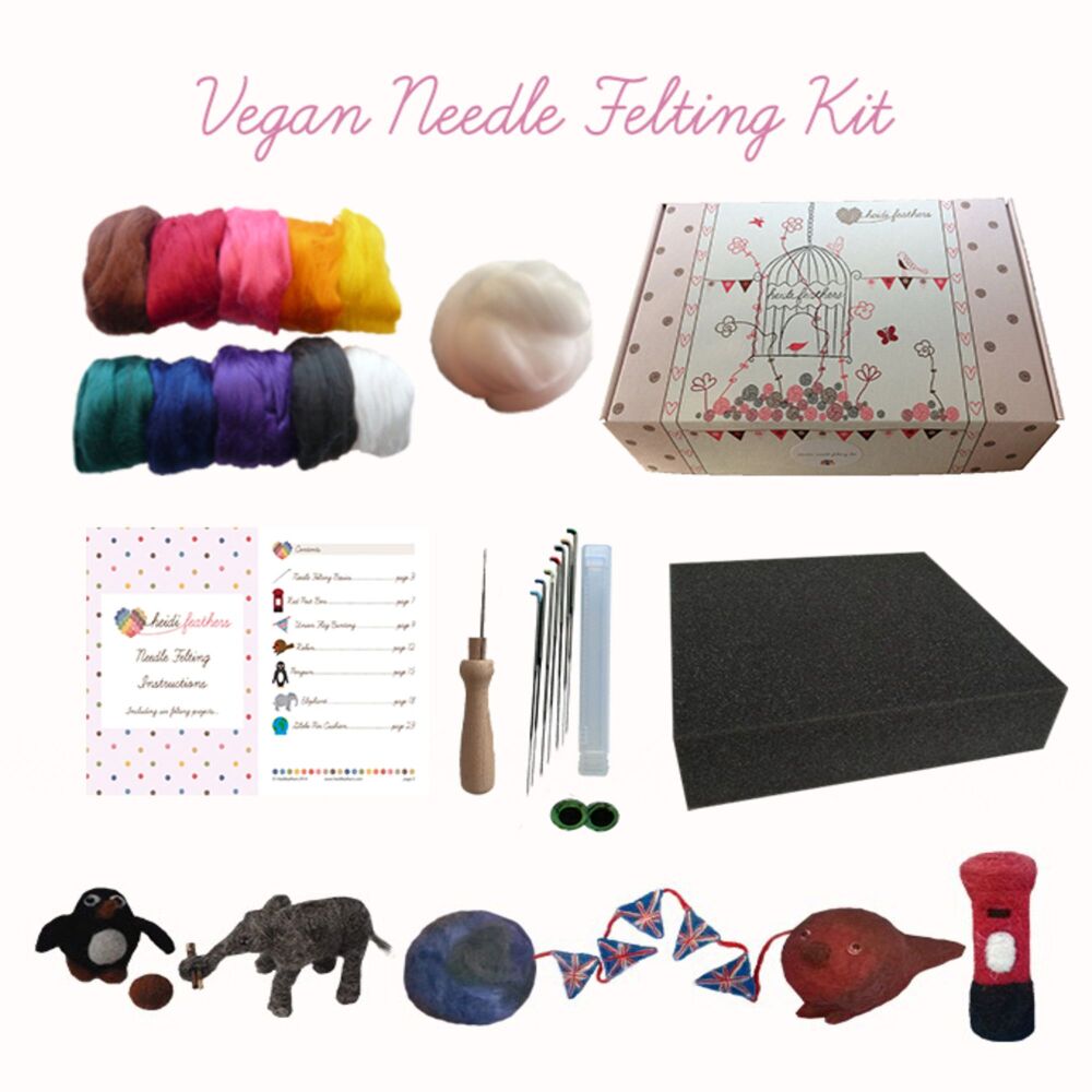 Boxed VEGAN Needle Felting Kit - With Bamboo Fibre 