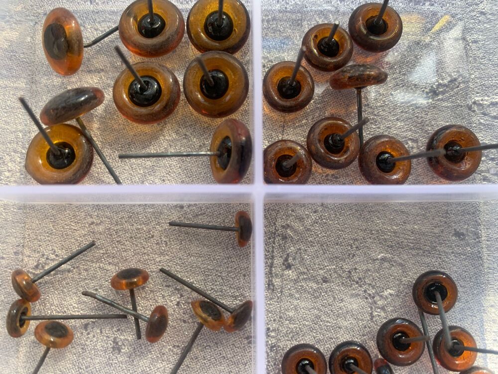 Mixed Size Glass Eyes Pack - Amber  6,8,10, 12mm