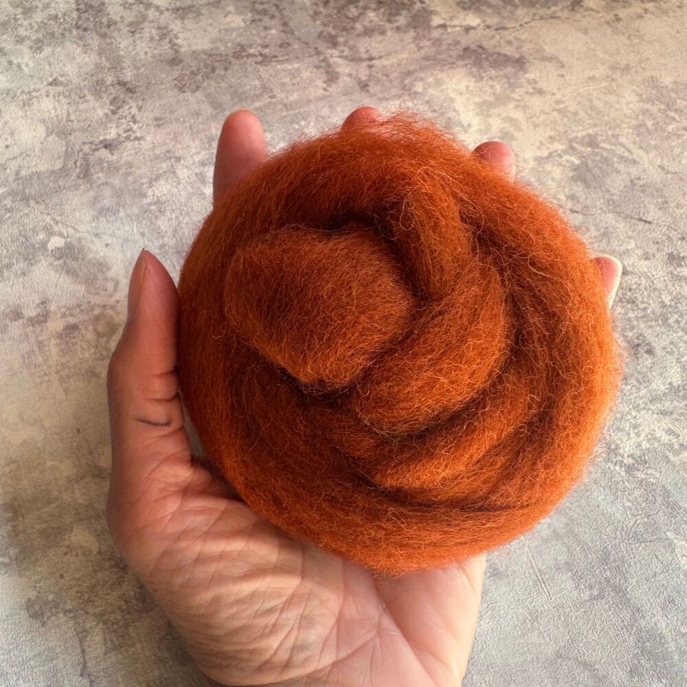 Carded Sliver - 'Red Panda' - Red brown