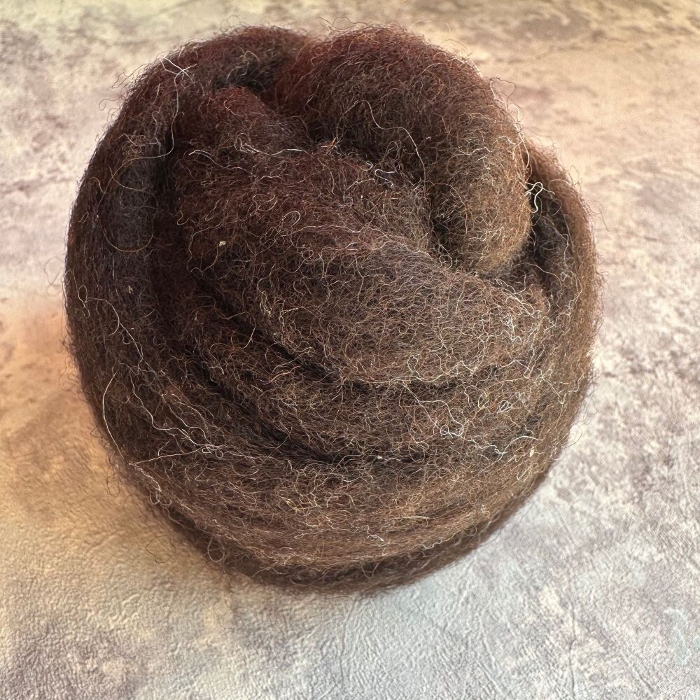 Carded Sliver - 'Baffalow' - Naural dark brown
