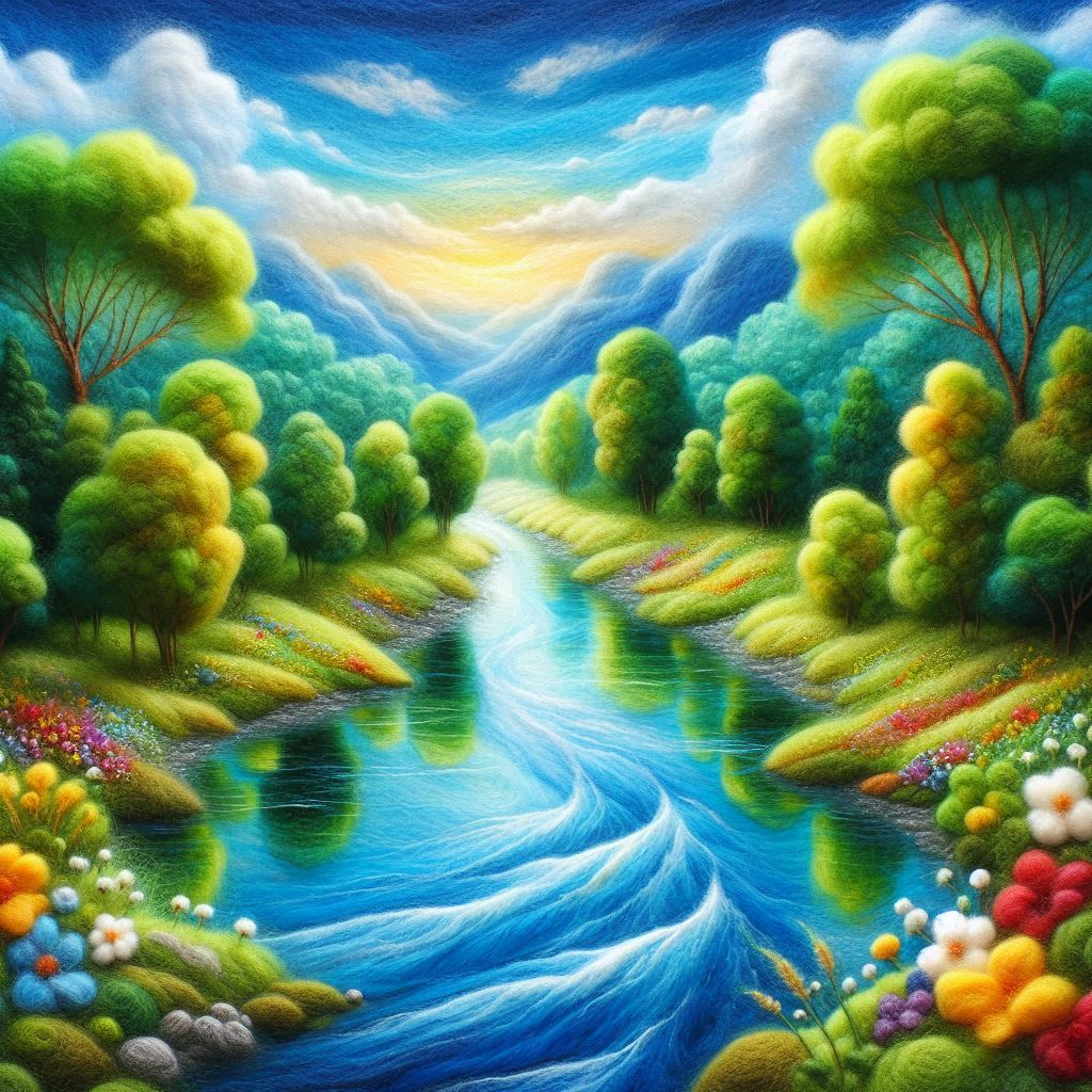 wet felted river pic