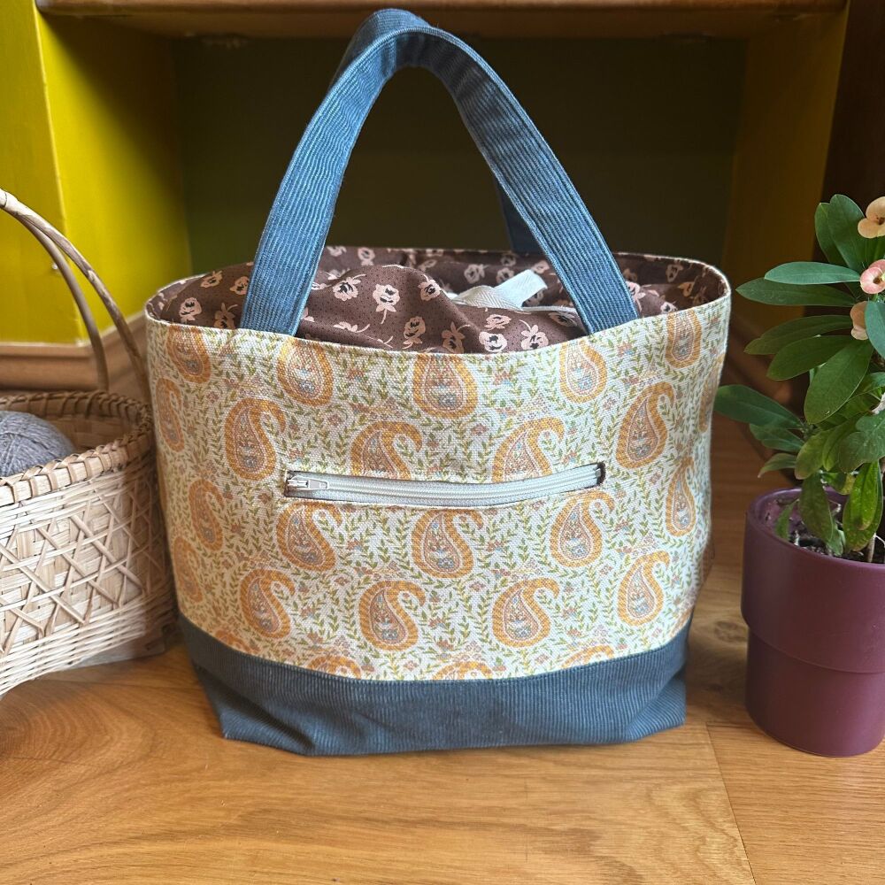 Handmade Project Bag – Vintage & Designer Fabric -PAISLEY FABRIC