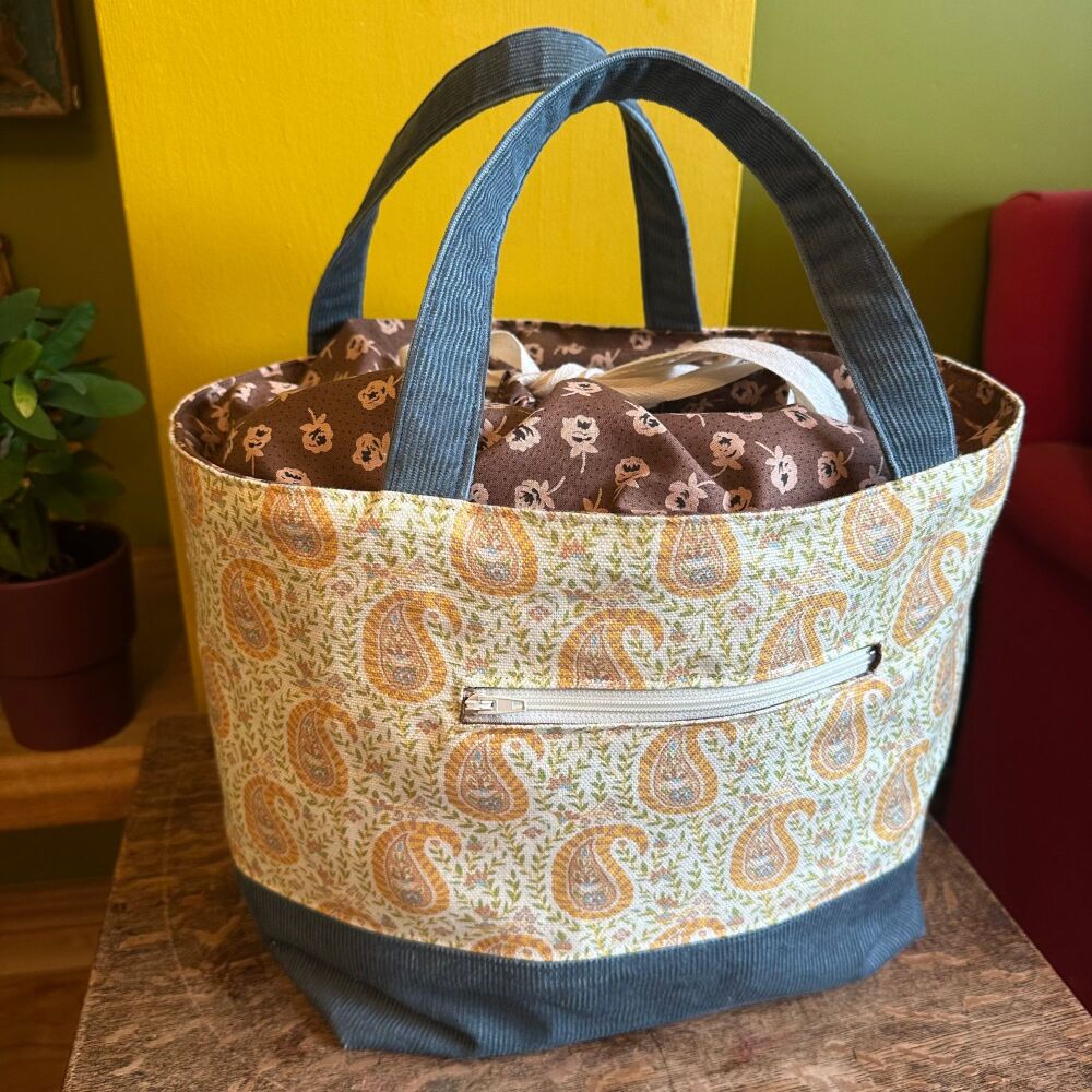 Limited Edition Prefilled Project Bag – Vintage & Designer Fabric PAISLEY FABRIC -Mix C