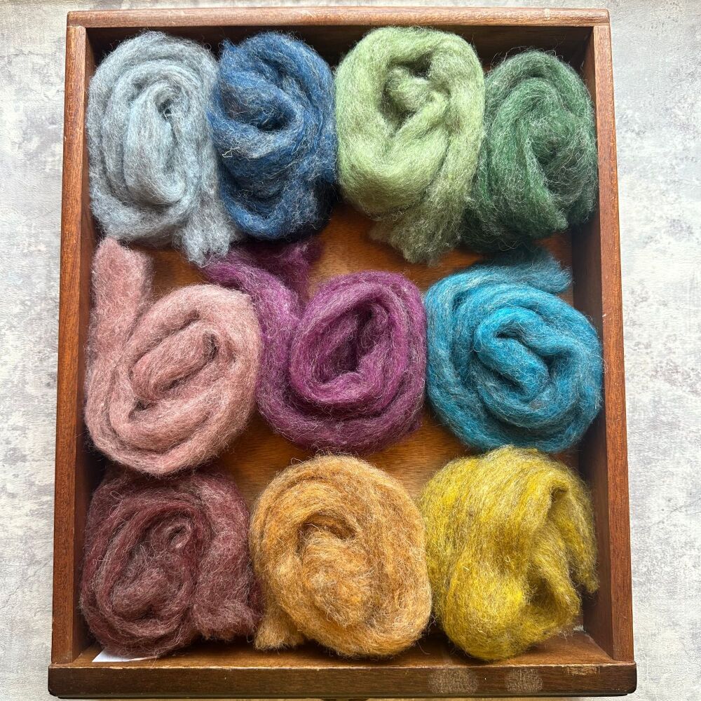 'Heathered Mix' - 10 Carded Wool Sliver