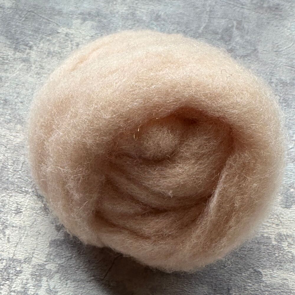 Carded Sliver - 'Pale Piglet' - Bleached White