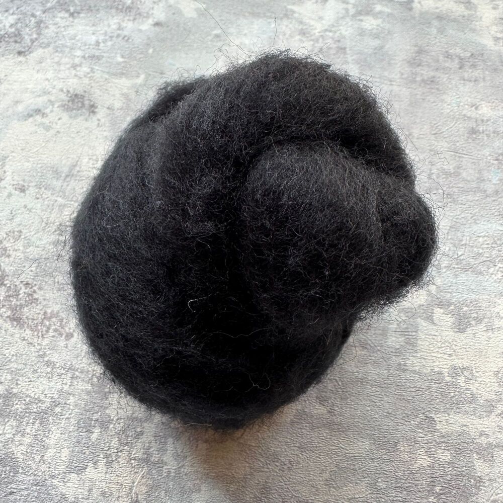 Carded Sliver - 'Black Panther' - Dyed Black