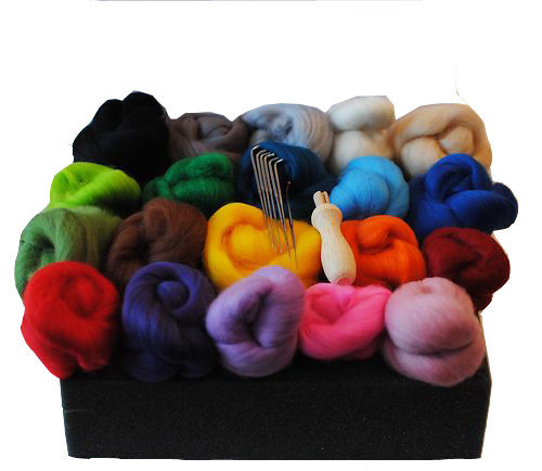 1 Pair Leather Gloves Artec360 Merino Wool Roving for Needle Felting Kits 40 Colour 3g/0.1oz Per Color Individual Package with 3 Needles Foam Mat with Tutorials Sent Randomly 