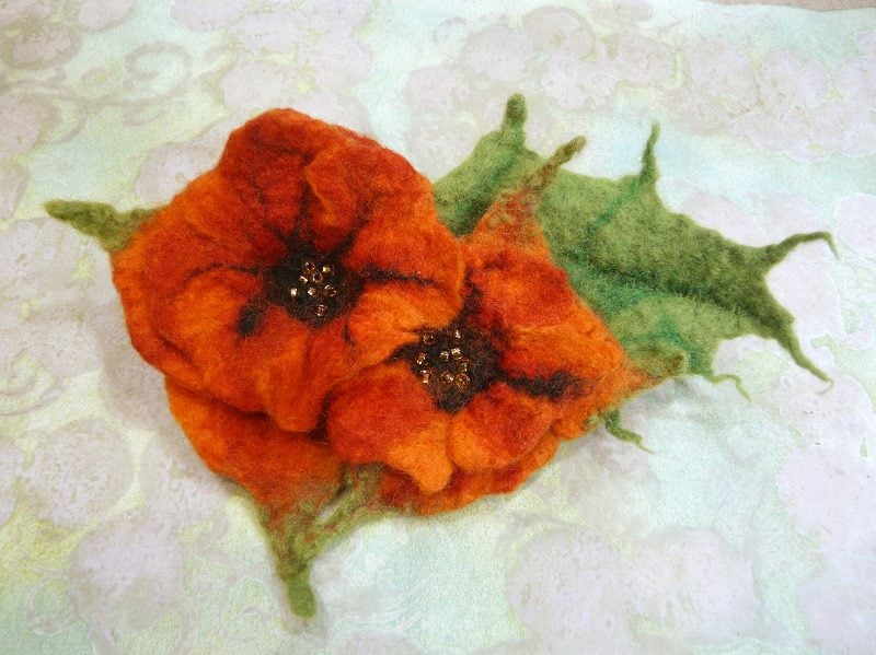 wet felted flower