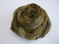 *Sale* Mulbery Silk Tops / Fibres in 'Sludgy Green' - Hand Dyed