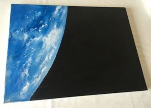 Original Oil Paint On Canvas Earth Space Painting 12 x 16 Inch NASA