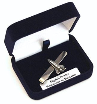 Space Shuttle Pewter Tie Clip Slide Handmade In England Gift Boxed