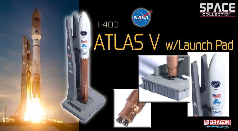 NASA Dragon Space Collection Spacecraft Atlas V Rocket With Launch Pad Very High Detail Model