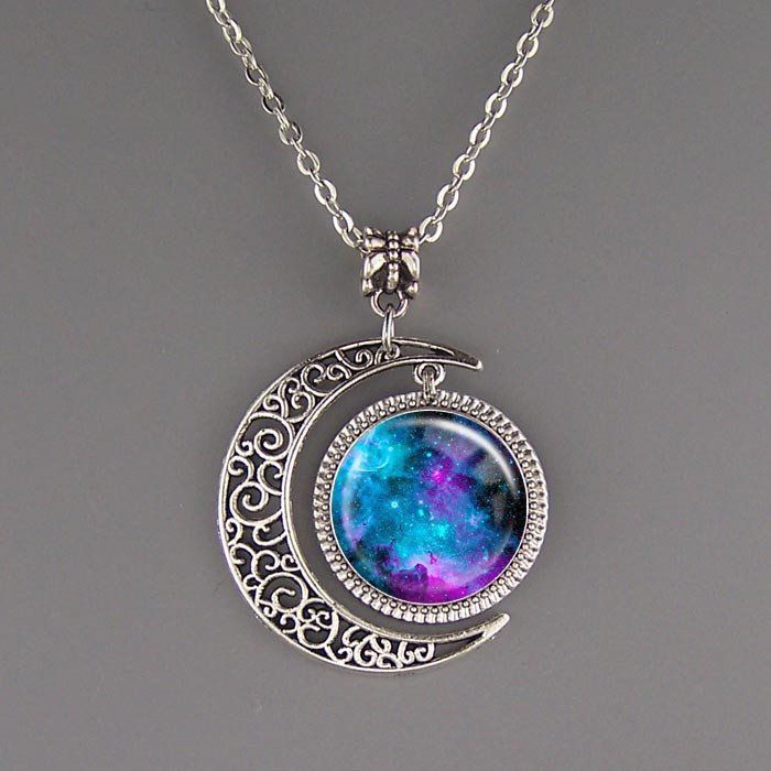 Nebula Galaxy Necklace Chain Pendant Silver