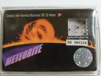 Meteorite particles stardust collectors card from namibia/botswana src20 meteor