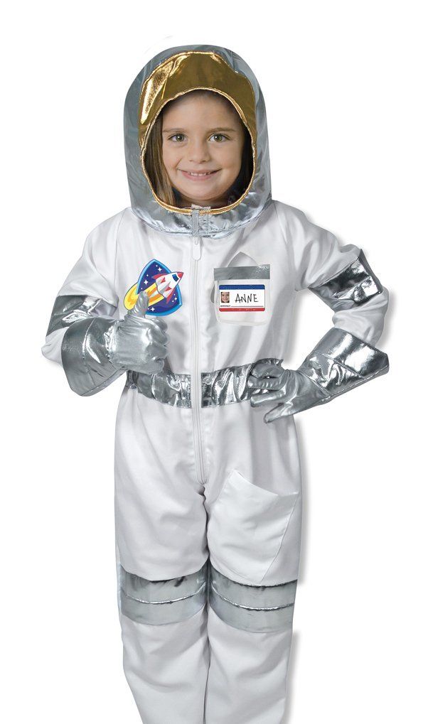 Astronaut Role Play Costume Set (5 pcs) - Jumpsuit, Helmet, Gloves, Name Ta