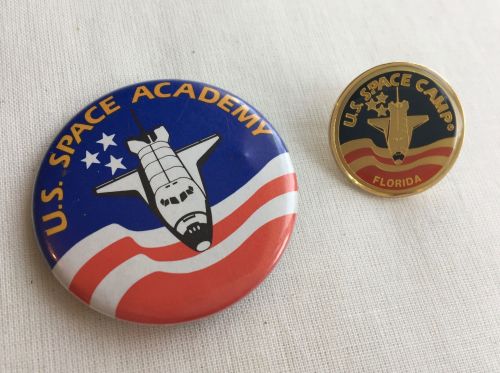 Space Shuttle Camp Florida Large Button Badge And Pin Set Rare  