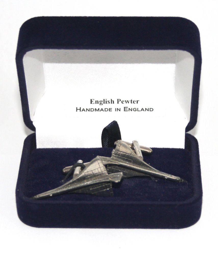 Concorde Jet Plane Cufflinks in Quality English Pewter Gift Boxed Aviation Aircraft