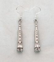 NASA Saturn V Apollo Pair of Space Rocket Earrings in Fine English Pewter, Gift Boxed, Handmade