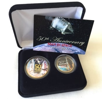 A 50th Anniversary NASA 24K Gold Rare Collectable 2 Coin Set