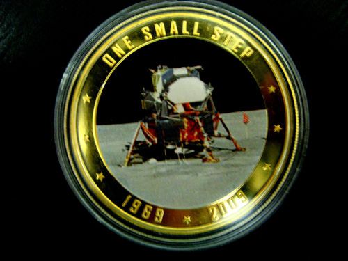 24ct Gold Plated Medallion Coin 1969 Moon Landing Eagle Apollo Rare